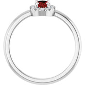 Sterling Silver Natural Mozambique Garnet & 1/10 CTW Natural Diamond French-Set Halo-Style Ring