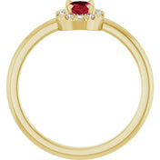 14K Yellow Natural Ruby & 1/10 CTW Natural Diamond French-Set Halo-Style Ring