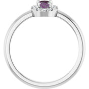 Platinum Lab-Grown Alexandrite & 1/10 CTW Natural Diamond French-Set Halo-Style Ring