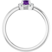 14K White Natural Amethyst & 1/10 CTW Natural Diamond French-Set Halo-Style Ring