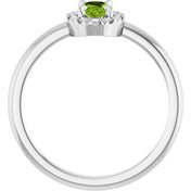 Sterling Silver Natural Peridot & 1/10 CTW Natural Diamond French-Set Halo-Style Ring