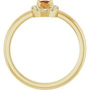 14K Yellow Natural Citrine & 1/10 CTW Natural Diamond French-Set Halo-Style Ring