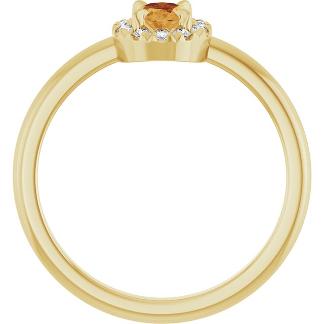 14K Yellow Natural Citrine & 1/10 CTW Natural Diamond French-Set Halo-Style Ring