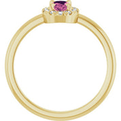 14K Yellow Natural Pink Tourmaline & 1/10 CTW Natural Diamond French-Set Halo-Style Ring