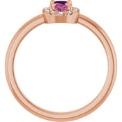 14K Rose Natural Pink Tourmaline & 1/10 CTW Natural Diamond French-Set Halo-Style Ring