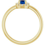 14K Yellow Natural Blue Sapphire & 1/10 CTW Natural Diamond French-Set Halo-Style Ring