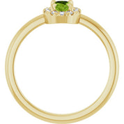 14K Yellow Natural Peridot & 1/10 CTW Natural Diamond French-Set Halo-Style Ring