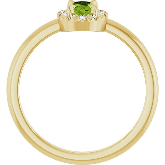 14K Yellow Natural Peridot & 1/10 CTW Natural Diamond French-Set Halo-Style Ring