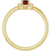 14K Yellow Natural Mozambique Garnet & 1/10 CTW Natural Diamond French-Set Halo-Style Ring