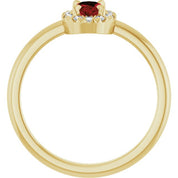 14K Yellow Natural Mozambique Garnet & 1/10 CTW Natural Diamond French-Set Halo-Style Ring
