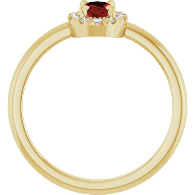 14K Yellow Natural Mozambique Garnet & 1/10 CTW Natural Diamond French-Set Halo-Style Ring
