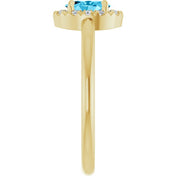 14K Yellow Natural Aquamarine & 1/10 CTW Natural Diamond French-Set Halo-Style Ring