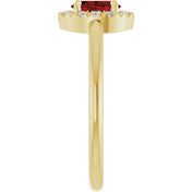 14K Yellow Natural Mozambique Garnet & 1/10 CTW Natural Diamond French-Set Halo-Style Ring