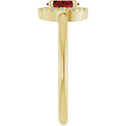 14K Yellow Natural Mozambique Garnet & 1/10 CTW Natural Diamond French-Set Halo-Style Ring
