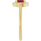 14K Yellow Lab-Grown Ruby & 1/10 CTW Natural Diamond French-Set Halo-Style Ring