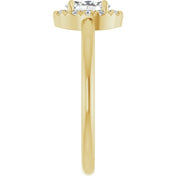 14K Yellow Natural White Sapphire & 1/10 CTW Natural Diamond French-Set Halo-Style Ring