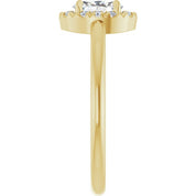 14K Yellow Natural White Sapphire & 1/10 CTW Natural Diamond French-Set Halo-Style Ring