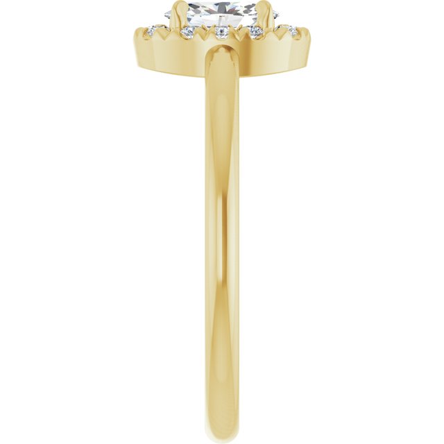 14K Yellow Natural White Sapphire & 1/10 CTW Natural Diamond French-Set Halo-Style Ring