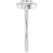 14K White Natural White Sapphire & 1/10 CTW Natural Diamond French-Set Halo-Style Ring