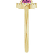 14K Yellow Natural Pink Tourmaline & 1/10 CTW Natural Diamond French-Set Halo-Style Ring