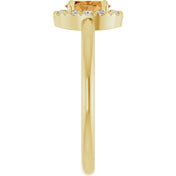14K Yellow Natural Citrine & 1/10 CTW Natural Diamond French-Set Halo-Style Ring