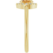 14K Yellow Natural Citrine & 1/10 CTW Natural Diamond French-Set Halo-Style Ring