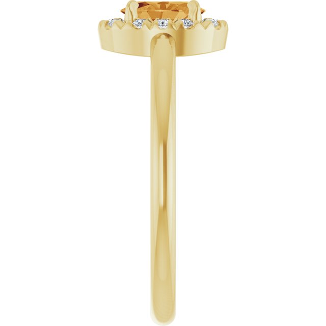 14K Yellow Natural Citrine & 1/10 CTW Natural Diamond French-Set Halo-Style Ring
