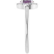 Platinum Lab-Grown Alexandrite & 1/10 CTW Natural Diamond French-Set Halo-Style Ring