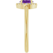 14K Yellow Natural Amethyst & 1/10 CTW Natural Diamond French-Set Halo-Style Ring