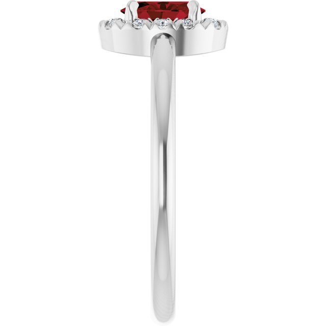 Platinum Natural Mozambique Garnet & 1/10 CTW Natural Diamond French-Set Halo-Style Ring