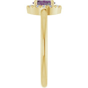 14K Yellow Lab-Grown Alexandrite & 1/10 CTW Natural Diamond French-Set Halo-Style Ring