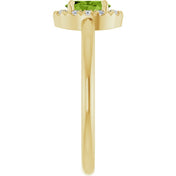 14K Yellow Natural Peridot & 1/10 CTW Natural Diamond French-Set Halo-Style Ring