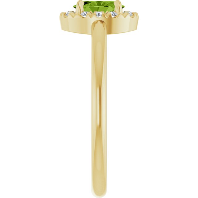 14K Yellow Natural Peridot & 1/10 CTW Natural Diamond French-Set Halo-Style Ring