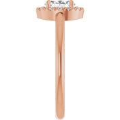 14K Rose Natural White Sapphire & 1/10 CTW Natural Diamond French-Set Halo-Style Ring