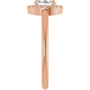 14K Rose Natural White Sapphire & 1/10 CTW Natural Diamond French-Set Halo-Style Ring