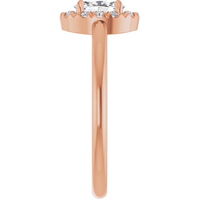14K Rose Natural White Sapphire & 1/10 CTW Natural Diamond French-Set Halo-Style Ring