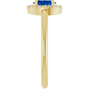 14K Yellow Natural Blue Sapphire & 1/10 CTW Natural Diamond French-Set Halo-Style Ring