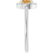 Platinum Natural Citrine & 1/10 CTW Natural Diamond French-Set Halo-Style Ring