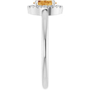 Platinum Natural Citrine & 1/10 CTW Natural Diamond French-Set Halo-Style Ring
