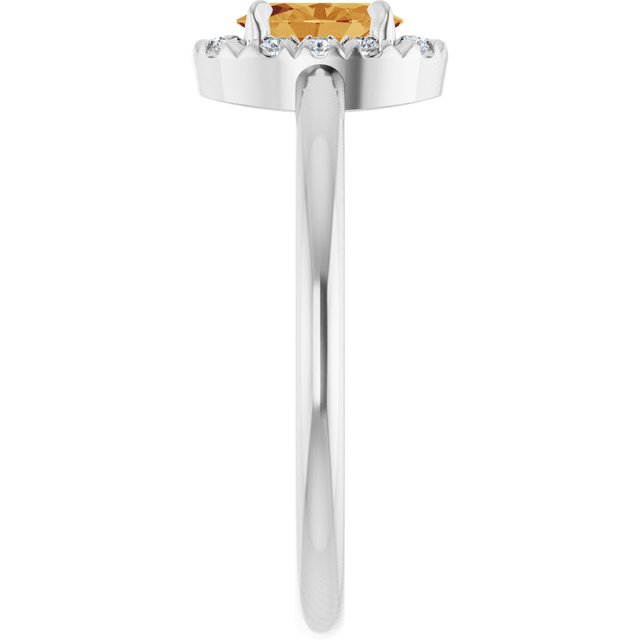 Platinum Natural Citrine & 1/10 CTW Natural Diamond French-Set Halo-Style Ring