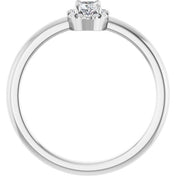 Platinum Natural White Sapphire & .05 CTW Natural Diamond French-Set Halo-Style Ring