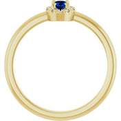 14K Yellow Lab-Grown Blue Sapphire & .05 CTW Natural Diamond French-Set Halo-Style Ring