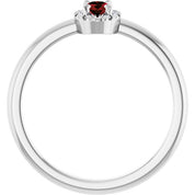 Platinum Natural Mozambique Garnet & .05 CTW Natural Diamond French-Set Halo-Style Ring