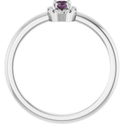 Platinum Lab-Grown Alexandrite & .05 CTW Natural Diamond French-Set Halo-Style Ring