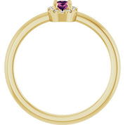 14K Yellow Natural Pink Tourmaline & .05 CTW Natural Diamond French-Set Halo-Style Ring