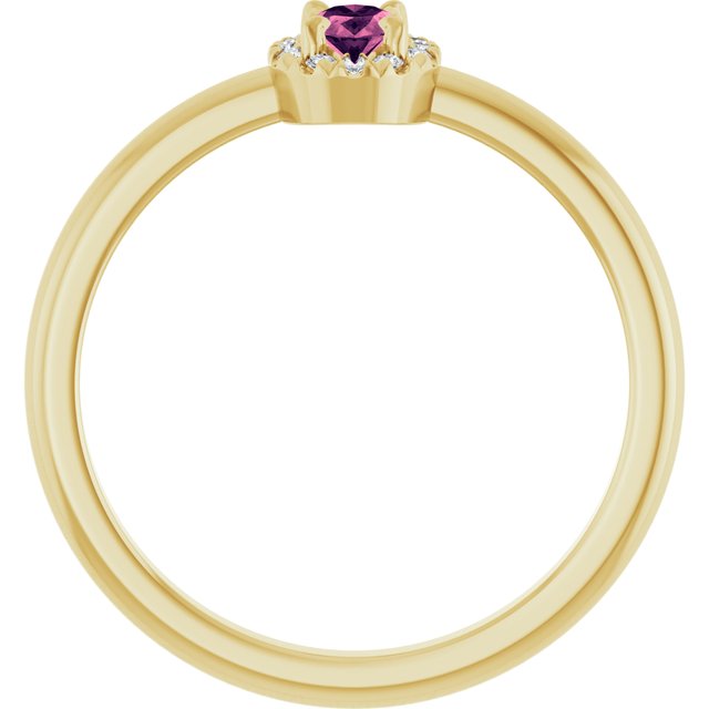 14K Yellow Natural Pink Tourmaline & .05 CTW Natural Diamond French-Set Halo-Style Ring