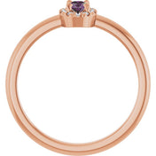 14K Rose Lab-Grown Alexandrite & .05 CTW Natural Diamond French-Set Halo-Style Ring