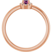 14K Rose Natural Pink Tourmaline & .05 CTW Natural Diamond French-Set Halo-Style Ring