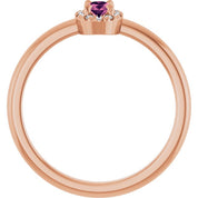 14K Rose Natural Pink Tourmaline & .05 CTW Natural Diamond French-Set Halo-Style Ring