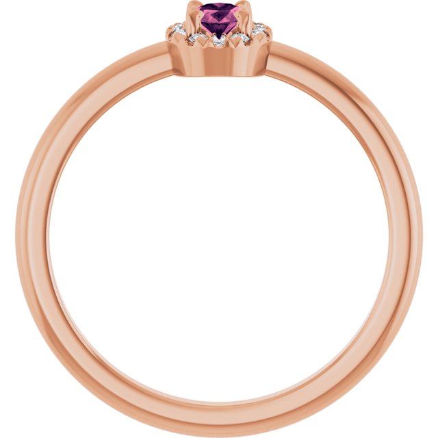 14K Rose Natural Pink Tourmaline & .05 CTW Natural Diamond French-Set Halo-Style Ring